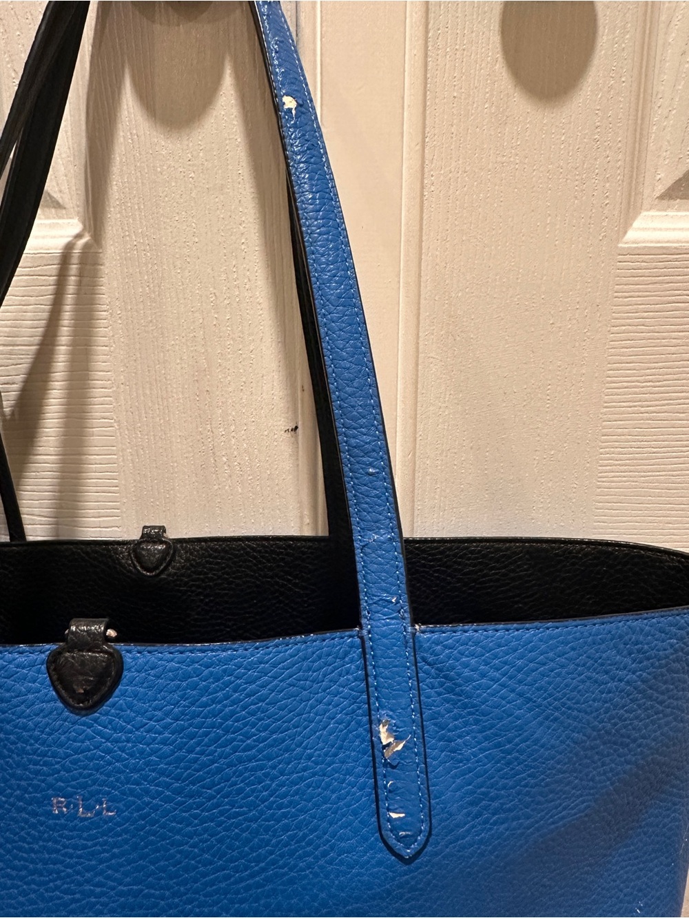 Lauren Ralph Lauren Black & Blue Reversible Faux-Leather Tote Bag - Picture 4 of 8